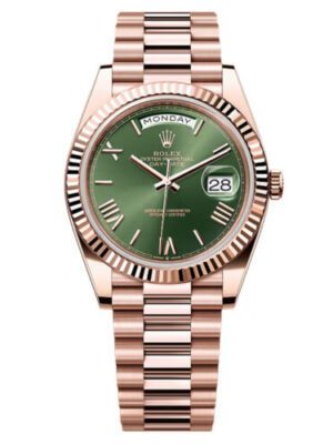 Rolex Day-Date 40 | REF. 228235 | Olive Green Roman Dial | Box & Papers | Everose Gold