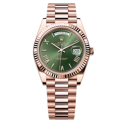 Rolex Day-Date 40 | REF. 228235 | Olive Green Roman Dial | Box & Papers | Everose Gold