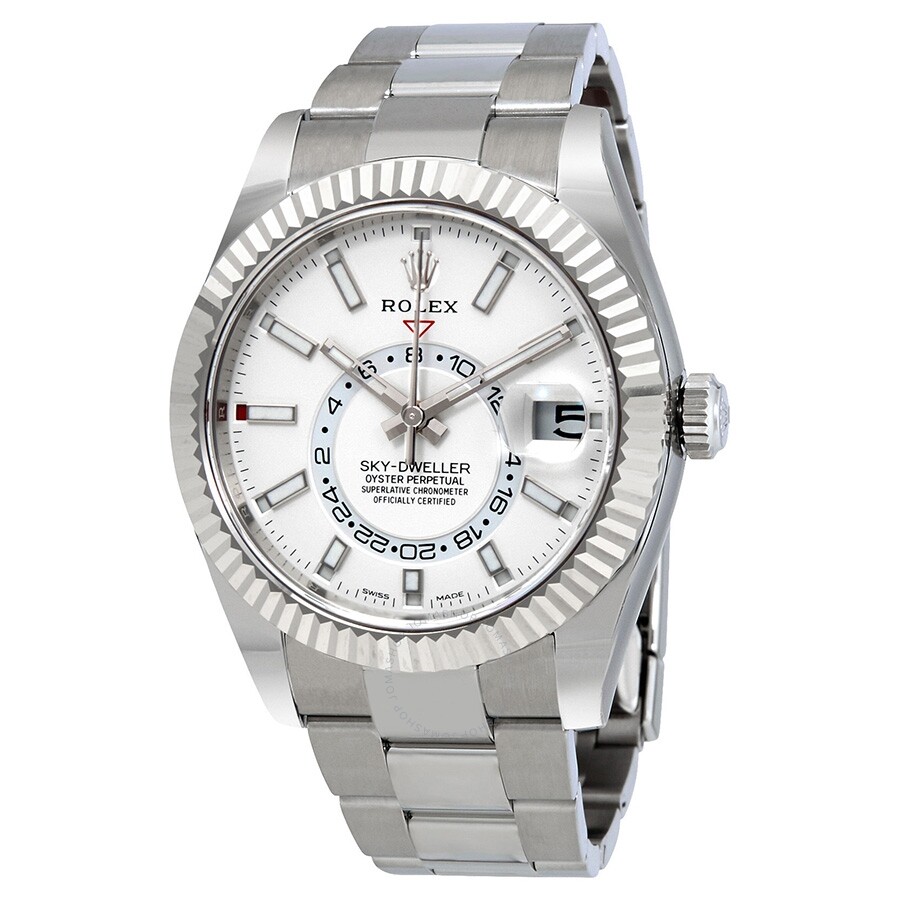 Rolex Sky Dweller Ivory Dial 18K White Gold Oyster Bracelet