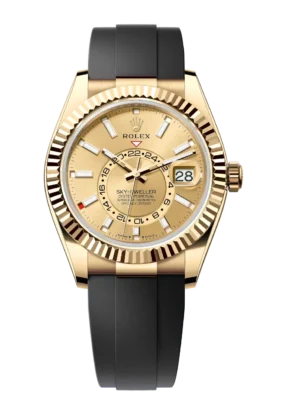 Rolex Sky-Dweller 42 Oyster Perpetual 18 ct yellow gold champagne-colour dial Oysterflex band Reference 326238BLSO
