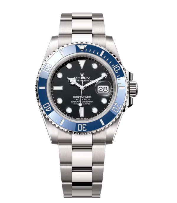 Rolex Submariner "Smurf" 18 ct white gold Cerachrom bezel insert in black ceramic black dial Oyster band Reference 126619LB