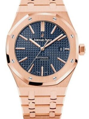 Audermas Piguet Royal Oak Rose Gold Blue Dial
