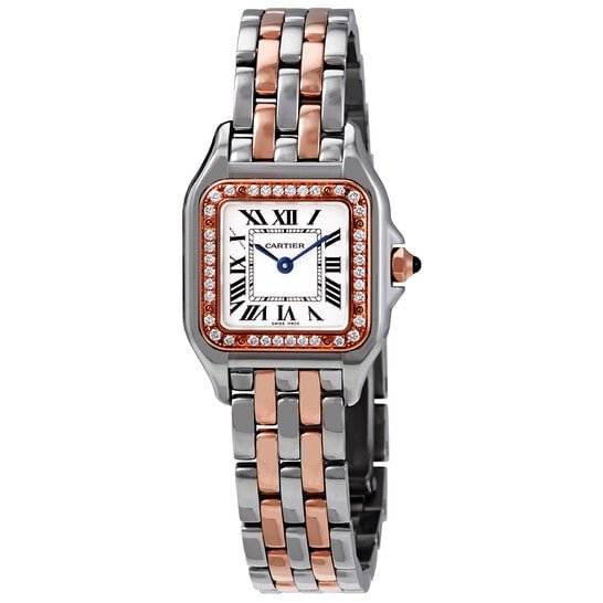 Panthere de Cartier Silver Dial Steel and 18kt Rose Gold Small Ladies