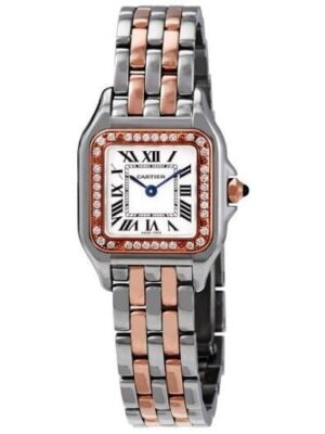 Panthere de Cartier Silver Dial Steel and 18kt Rose Gold Small Ladies