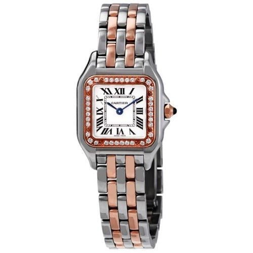 Panthere de Cartier Silver Dial Steel and 18kt Rose Gold Small Ladies