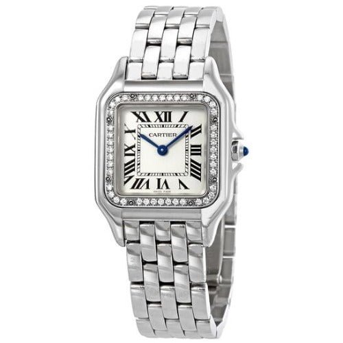 Cartier Panthere Meduim Diamond Silver Dial Ladies