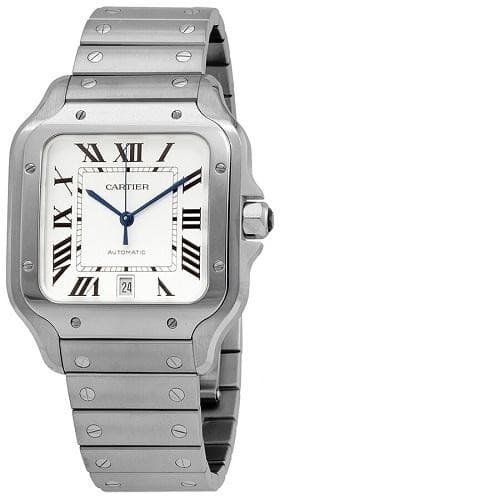 CARTIER Santos Medium 35mm Silvered Opaline Dial Date - Code: M122