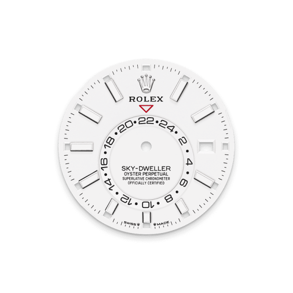 Rolex Sky-Dweller 42 Oyster Perpetual 18 ct white gold intense white dial Oysterflex band Reference 336239