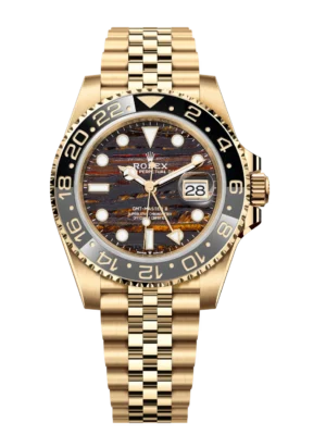 Rolex GMT-Master II 40 Oyster Perpetual 18 ct yellow gold tiger iron dial Jubilee band Reference 126718GRNR