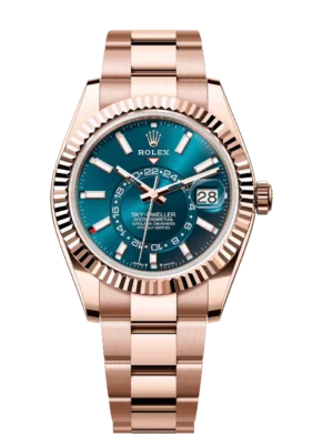 Rolex Sky-Dweller 42 Oyster Perpetual 18 ct Everose gold blue-green dial Oyster band Reference 336935