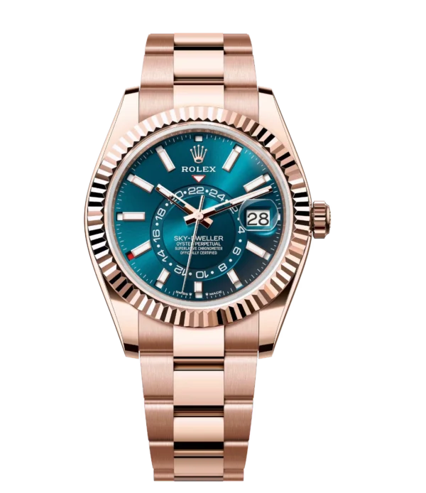 Rolex Sky-Dweller 42 Oyster Perpetual 18 ct Everose gold blue-green dial Oyster band Reference 336935