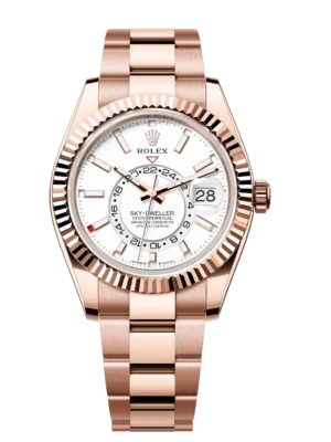 Rolex Sky-Dweller 42 Oyster Perpetual 18 ct Everose gold intense white dial Oyster band Reference 336935