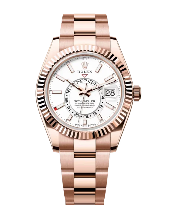 Rolex Sky-Dweller 42 Oyster Perpetual 18 ct Everose gold intense white dial Oyster band Reference 336935