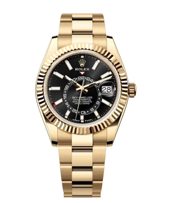 Rolex Sky-Dweller 42 Oyster Perpetual 18 ct yellow gold bright black dial Oyster band Reference 336938