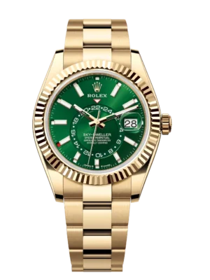 Rolex Sky-Dweller 42 Oyster Perpetual 18 ct yellow gold bright green dial Oyster band Reference 336938