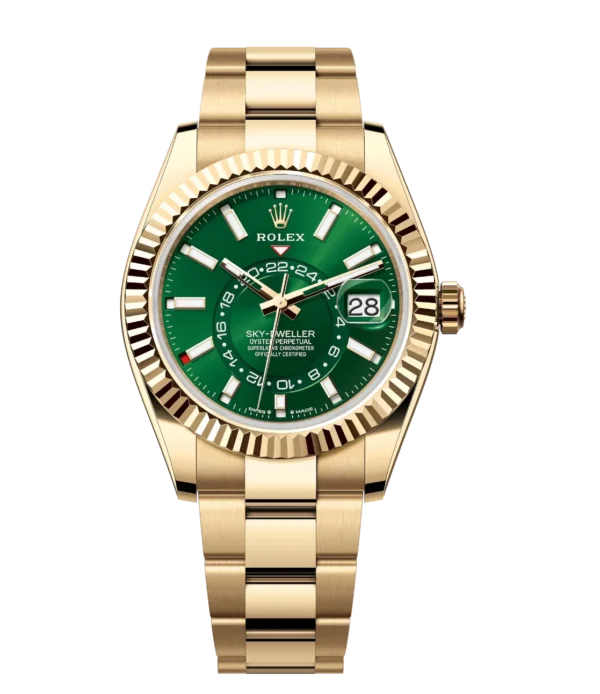 Rolex Sky-Dweller 42 Oyster Perpetual 18 ct yellow gold bright green dial Oyster band Reference 336938
