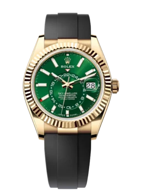 Rolex Sky-Dweller 42 Oyster Perpetual 18 ct yellow gold bright green dial Oysterflex band Reference 336238