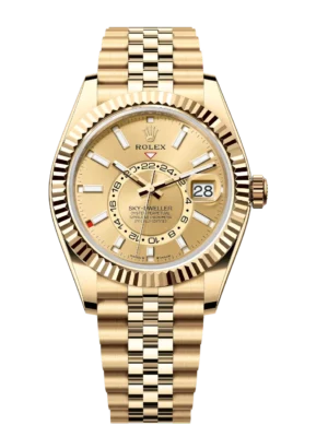 Rolex Sky-Dweller 42 Oyster Perpetual 18 ct yellow gold champagne-colour dial Jubilee band Reference 336938