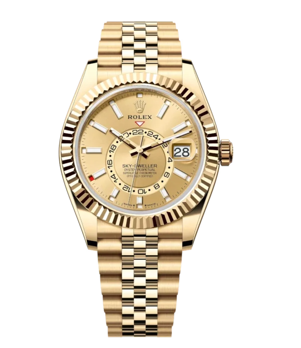 Rolex Sky-Dweller 42 Oyster Perpetual 18 ct yellow gold champagne-colour dial Jubilee band Reference 336938