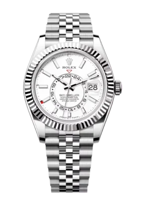 Rolex Sky-Dweller 42 Oyster Perpetual Oystersteel and white gold intense white dial Jubilee band Reference 336934
