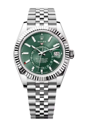 Rolex Sky-Dweller 42 Oyster Perpetual Oystersteel and white gold mint green dial Jubilee band Reference 336934