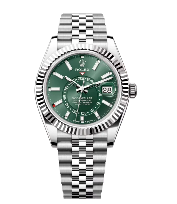 Rolex Sky-Dweller 42 Oyster Perpetual Oystersteel and white gold mint green dial Jubilee band Reference 336934