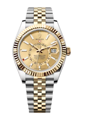 Rolex Sky-Dweller 42 Oyster Perpetual Oystersteel and yellow gold champagne-colour dial Jubilee band Reference 336933