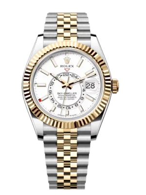 Rolex Sky-Dweller 40 Oyster Perpetual Oystersteel and yellow gold intense white dial Jubilee band Reference 326933WSO