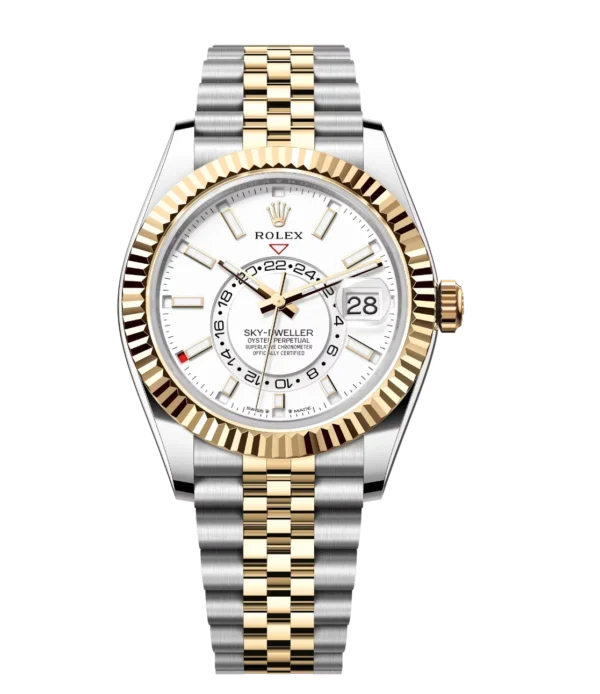Rolex Sky-Dweller 40 Oyster Perpetual Oystersteel and yellow gold intense white dial Jubilee band Reference 326933WSO