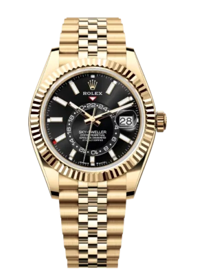 Rolex Sky-Dweller 42 Oyster Perpetual 18 ct yellow gold bright black dial Jubilee band Reference 336938