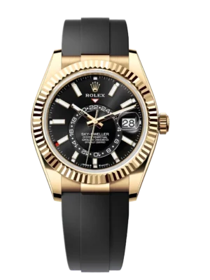 Rolex Sky-Dweller 42 Oyster Perpetual 18 ct yellow gold bright black dial Oysterflex band Reference 336238