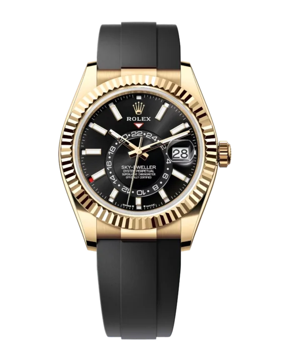 Rolex Sky-Dweller 42 Oyster Perpetual 18 ct yellow gold bright black dial Oysterflex band Reference 336238