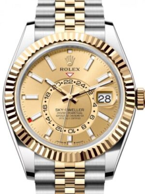 Rolex Sky-Dweller 40 Oyster Perpetual Oystersteel and yellow gold champagne-colour dial Jubilee band Reference 326933WSO