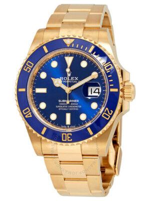 Rolex Submariner Date 40 Oyster Perpetual Yellow Gold Blue dial Oyster band Reference 16618