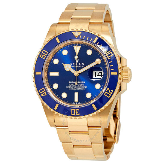 Rolex Submariner Date 40 Oyster Perpetual Yellow Gold Blue dial Oyster band Reference 16618