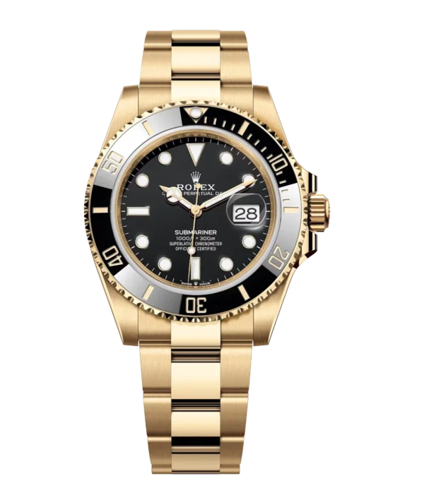 Rolex Submariner Date 41 Oyster Perpetual 18 ct yellow gold Cerachrom bezel insert in black ceramic black dial Oyster band Reference 126618LN