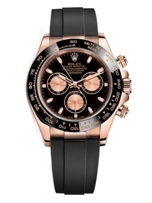 Rolex Cosmograph Daytona 40 Oyster Perpetual 18 ct Everose gold everose and bright black dial Oysterflex band Reference 116518CBKSR