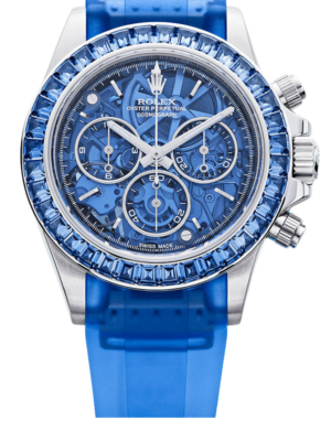 Rolex Cosmograph Daytona Arolla SONIC Best Edition Blue Crystal Skeleton Dial White Diamonds Bezel