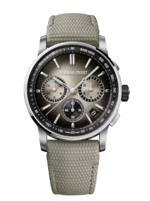 Audemars Piguet Code 11.59 Selfwinding Chronograph Black ceramic and Smoked beige dial Beige rubber-coated strap Ref. 26393QT.OO.A064KB.01