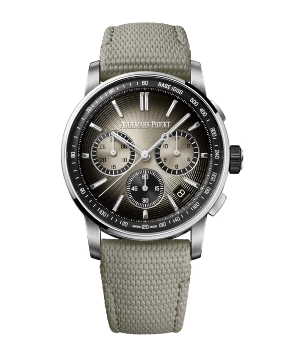 Audemars Piguet Code 11.59 Selfwinding Chronograph Black ceramic and Smoked beige dial Beige rubber-coated strap Ref. 26393QT.OO.A064KB.01