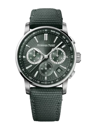 Audemars Piguet Code 11.59 Selfwinding Chronograph Stainless steel and Green dial Green rubber-coated strap Ref. 26393ST.OO.A056KB.01