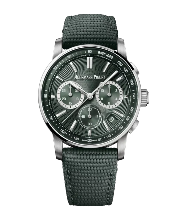Audemars Piguet Code 11.59 Selfwinding Chronograph Stainless steel and Green dial Green rubber-coated strap Ref. 26393ST.OO.A056KB.01