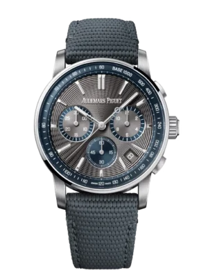 Audemars Piguet Code 11.59 Selfwinding Chronograph Stainless steel and grey embossed dial grey rubber-coated strap Ref. 26393ST.OO.A009KB.01