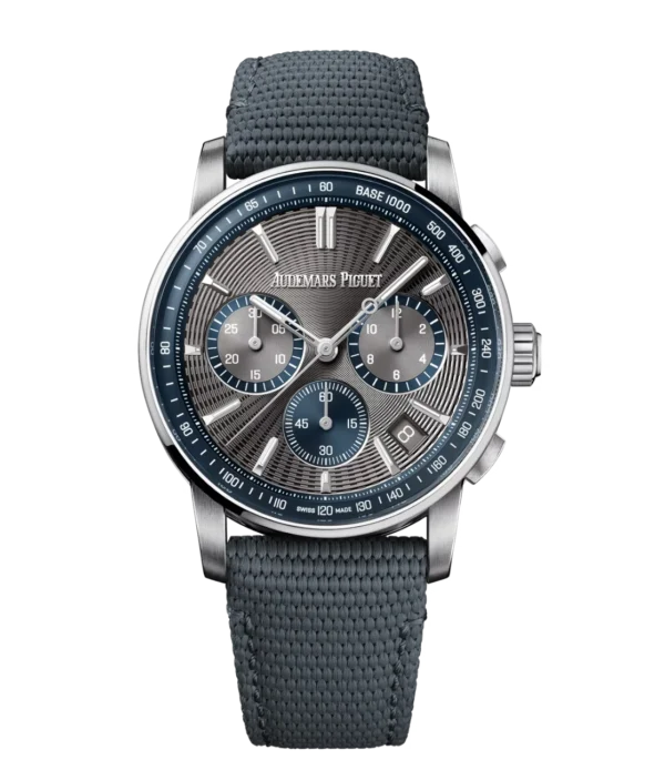 Audemars Piguet Code 11.59 Selfwinding Chronograph Stainless steel and grey embossed dial grey rubber-coated strap Ref. 26393ST.OO.A009KB.01