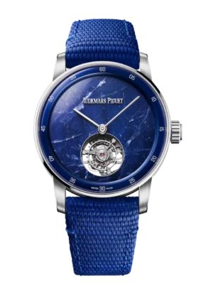 Audemars Piguet Code 11.59 Selfwinding Flying Tourbillon 18-carat white gold and natural sodalite stone dial blue textured rubber strap Ref. 26396BC.OO.D349KB.01