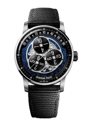 Audemars Piguet Code 11.59 Starwheel Black ceramic and Blue aventurine dial Textured black rubber-coated strap Ref. 15212NB.OO.A002KB.01-AB