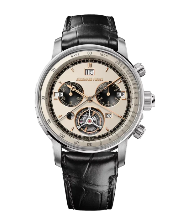 Audemars Piguet Code 11.59 Ultra-Complication Universelle (RD#4) 18-carat white gold and Beige dial Black alligator strap Ref. 26398BC.OO.D002CR.04