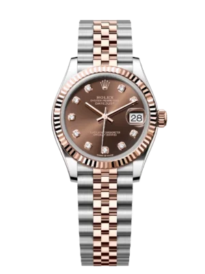 Rolex Datejust 31 Oyster Perpetual Oystersteel and Everose gold chocolate, diamond-set dial Jubilee band Reference 278271