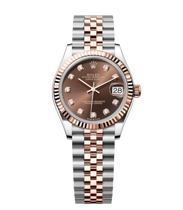 Rolex Datejust 31 Oyster Perpetual Oystersteel and Everose gold chocolate, diamond-set dial Jubilee band Reference 278271