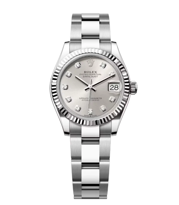 Rolex Datejust 31 Oyster Perpetual Oystersteel and white gold silver, diamond-set dial Oyster band Reference 278274